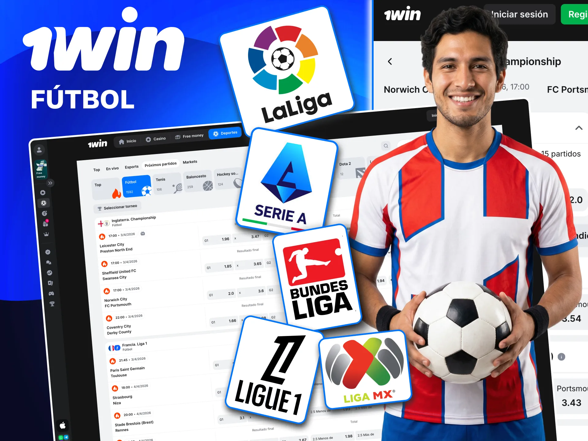 Fútbol en 1win con análisis de equipos europeos y peruanos.