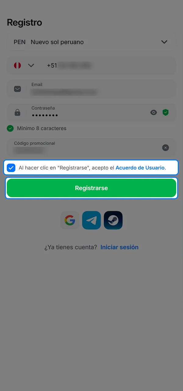 Acepta los términos y condiciones y empieza a jugar en el casino 1win.