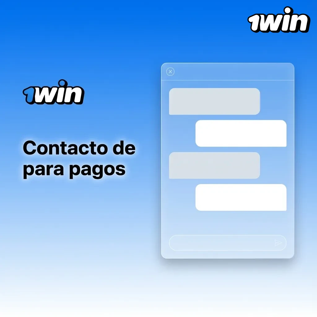 Pantalla de soporte de pagos 1win con iconos de chat en vivo, correo, formulario web y mensajería instantánea