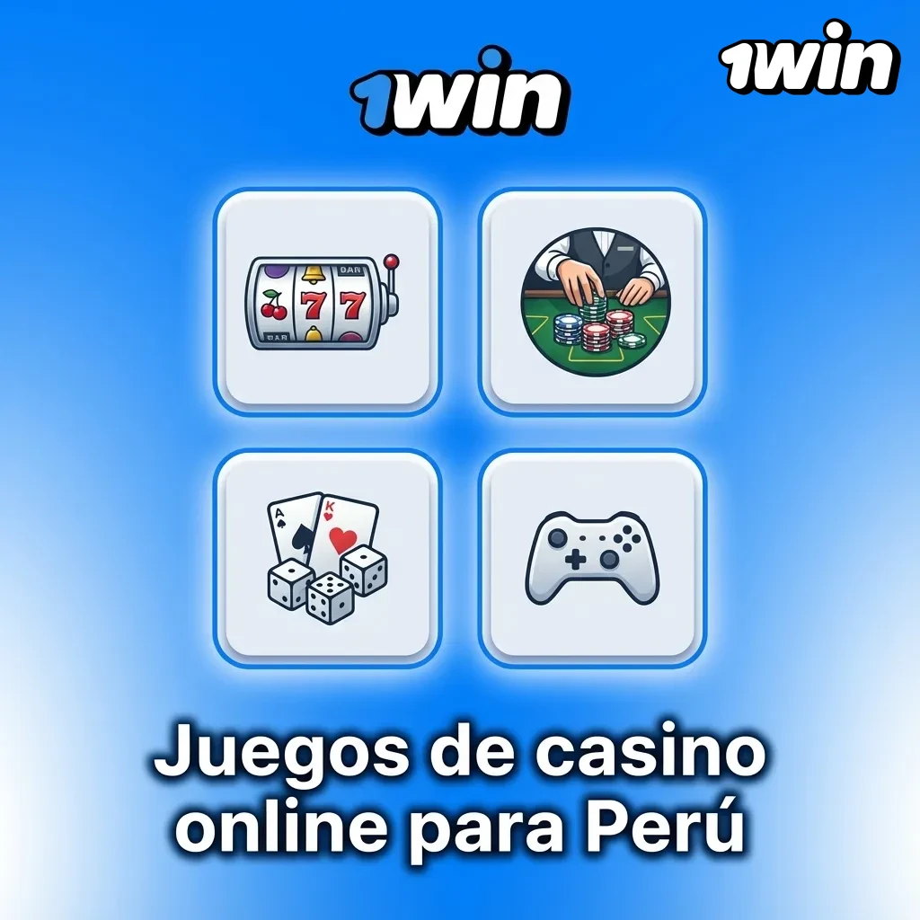 Collage de tragamonedas, ruleta, blackjack y crupier en vivo promocionando juegos de casino online para Perú