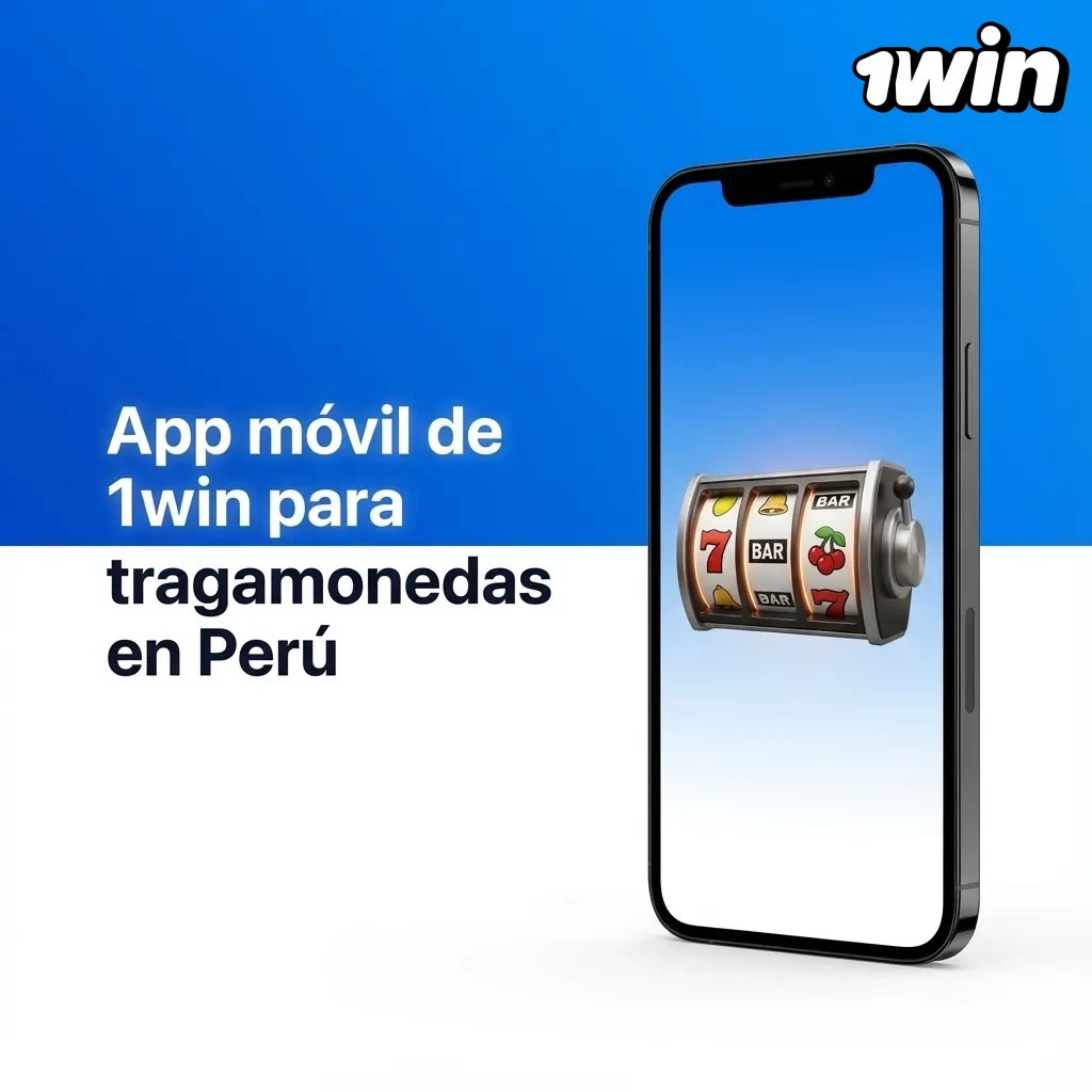 Pantalla de app móvil 1win en un smartphone, mostrando lobby de tragamonedas y menú inferior de navegación en español
