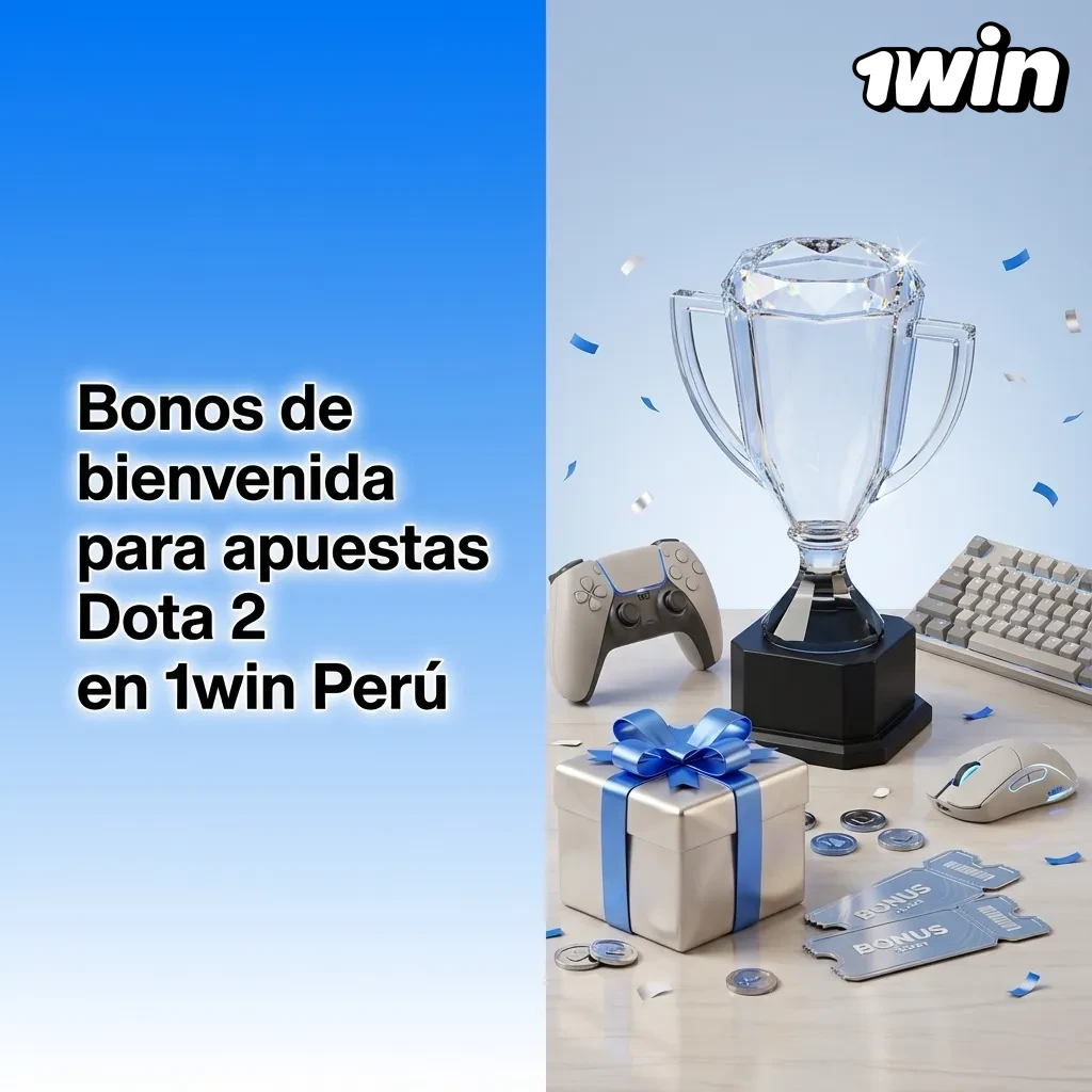 Banner de bienvenida 1win Perú con bonos escalonados y giros gratis para apuestas en Dota 2 y casino