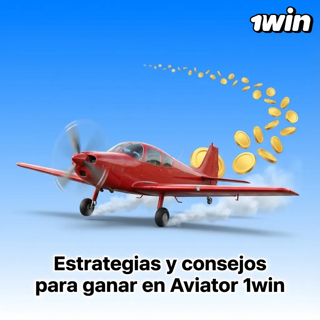 Ilustración de Aviator 1win con avión despegando y consejos de gestión de riesgo y apuestas en pantalla
