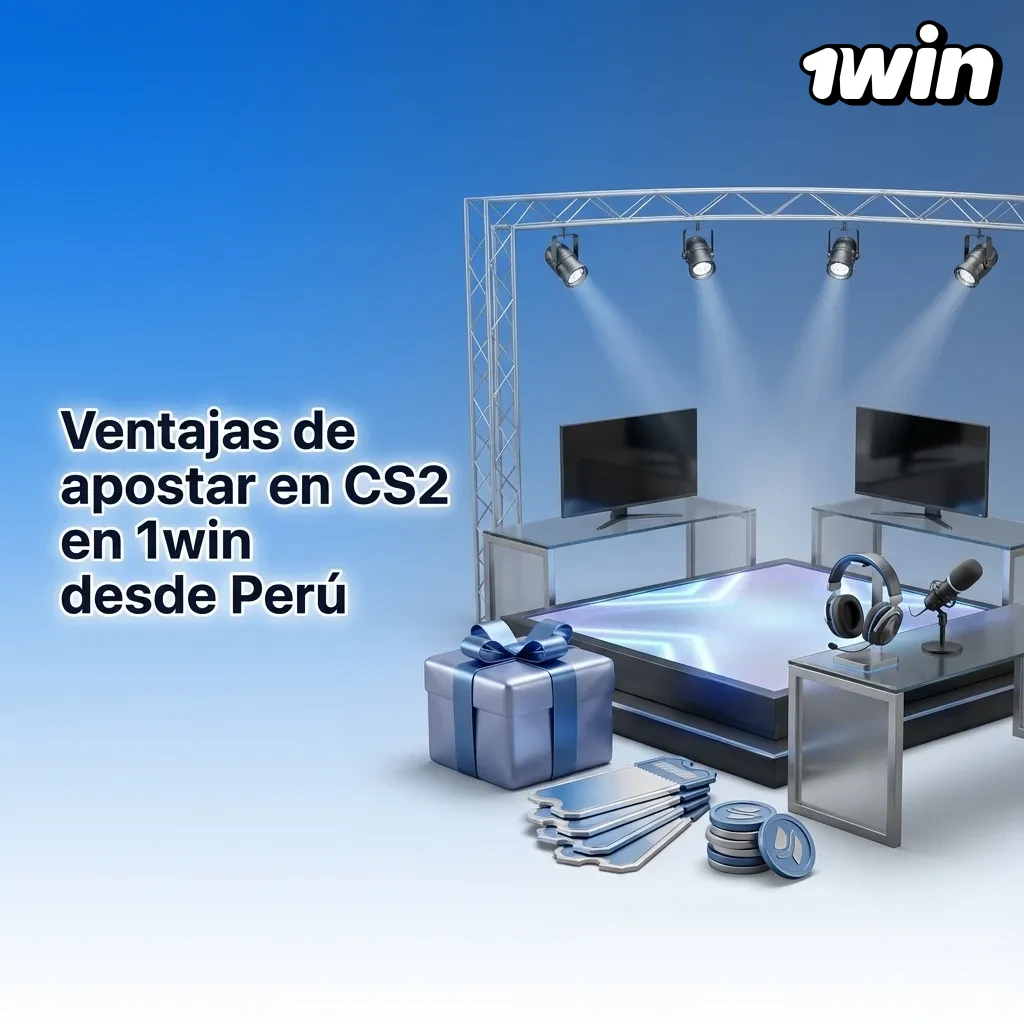 Banner promocional de apuestas CS2 en 1win para Perú, con bonos, app móvil, métodos de pago locales y soporte 24/7