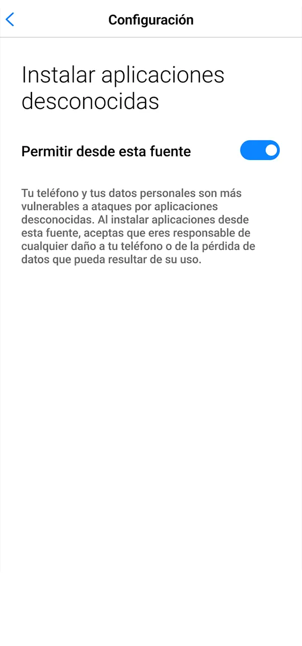 Permite la instalación de la aplicación 1win en Android.