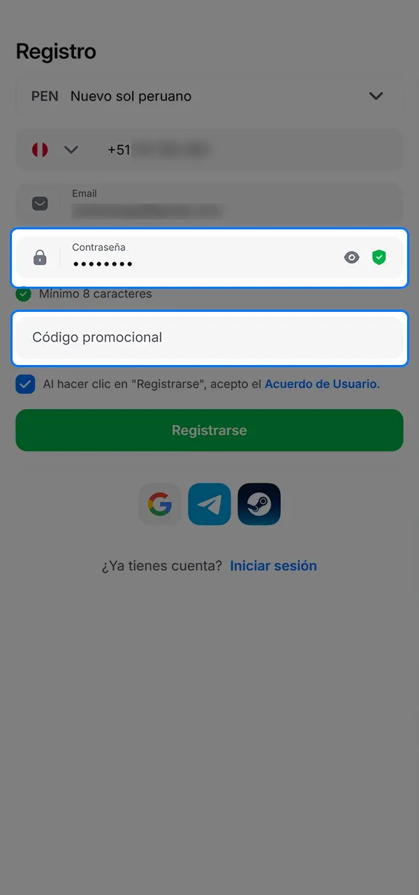 Configura tu cuenta en el casino 1win.