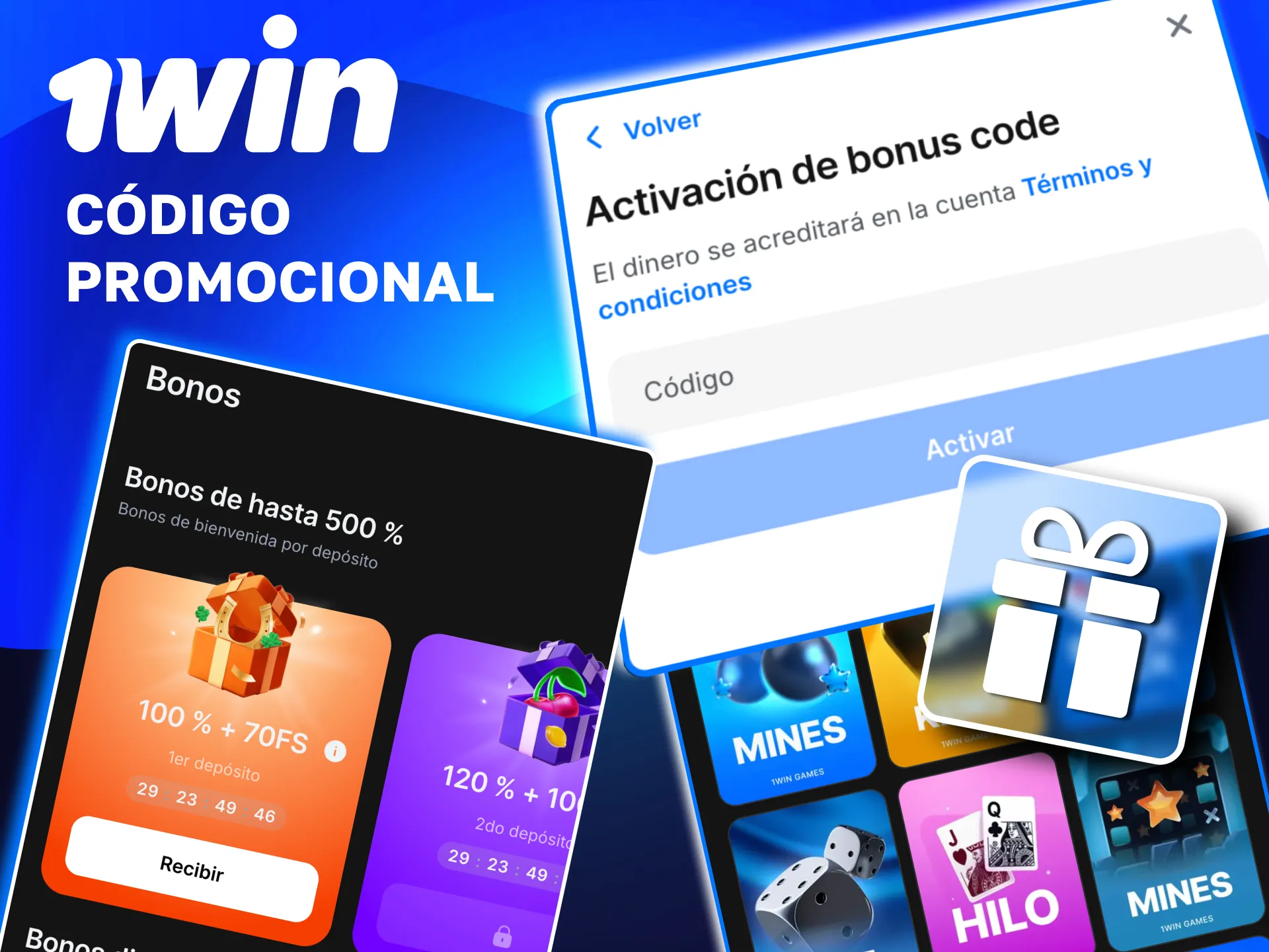 Código promocional en 1win Perú app con promociones exclusivas para usuarios.