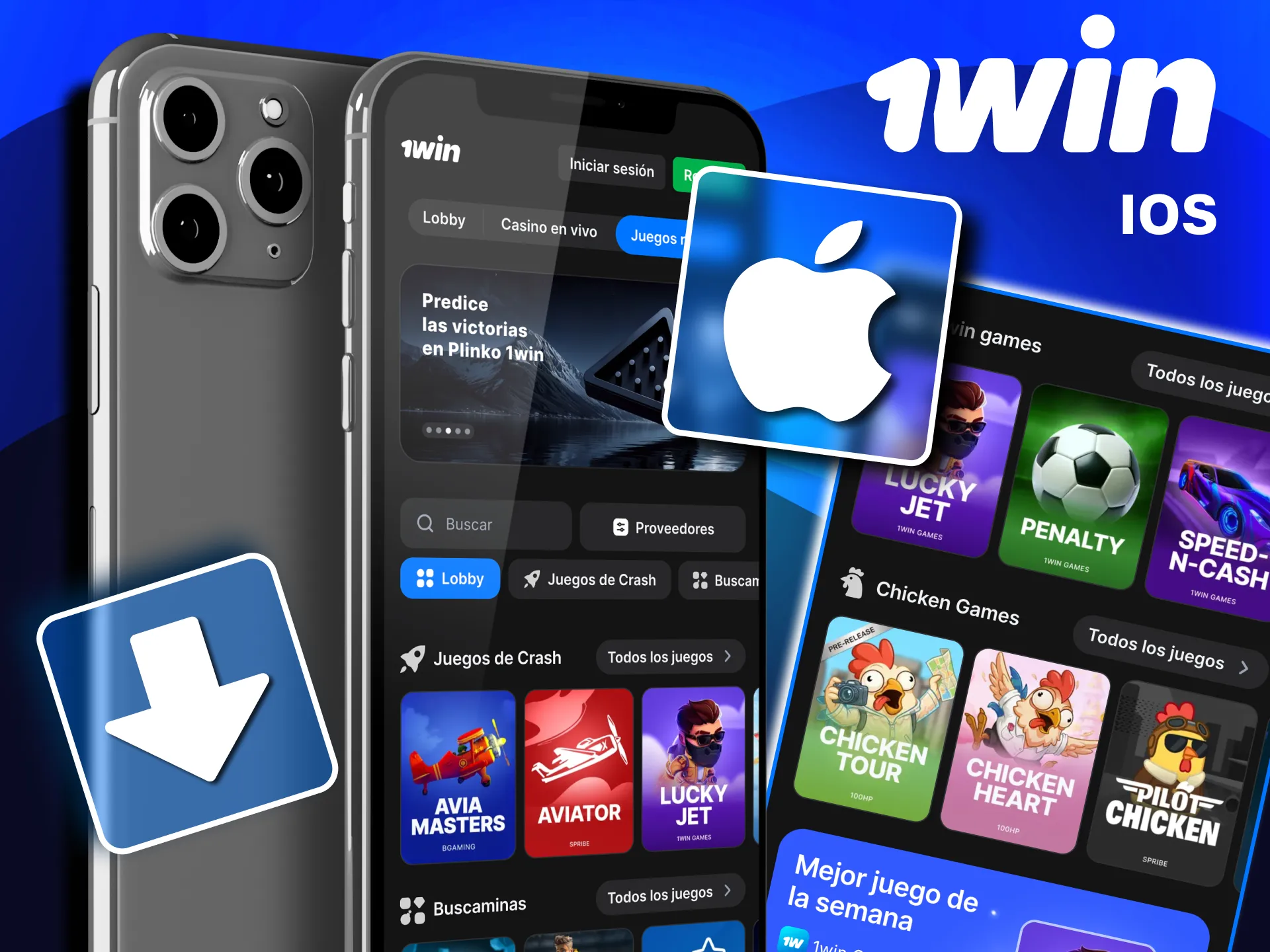 Funciones de la app 1win iOS con casino y deportes.