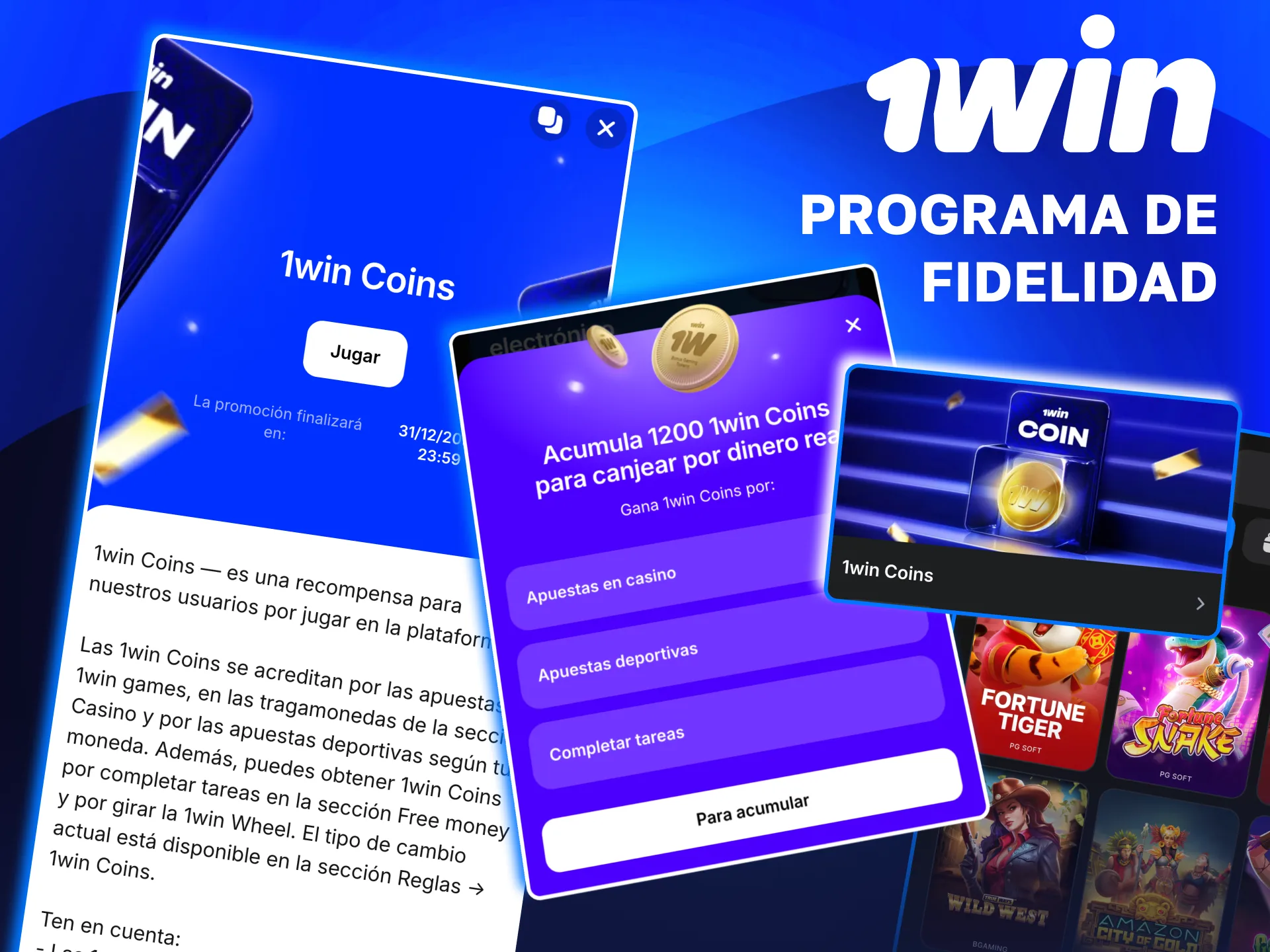 Programa de fidelidad 1win con recompensas en monedas internas.