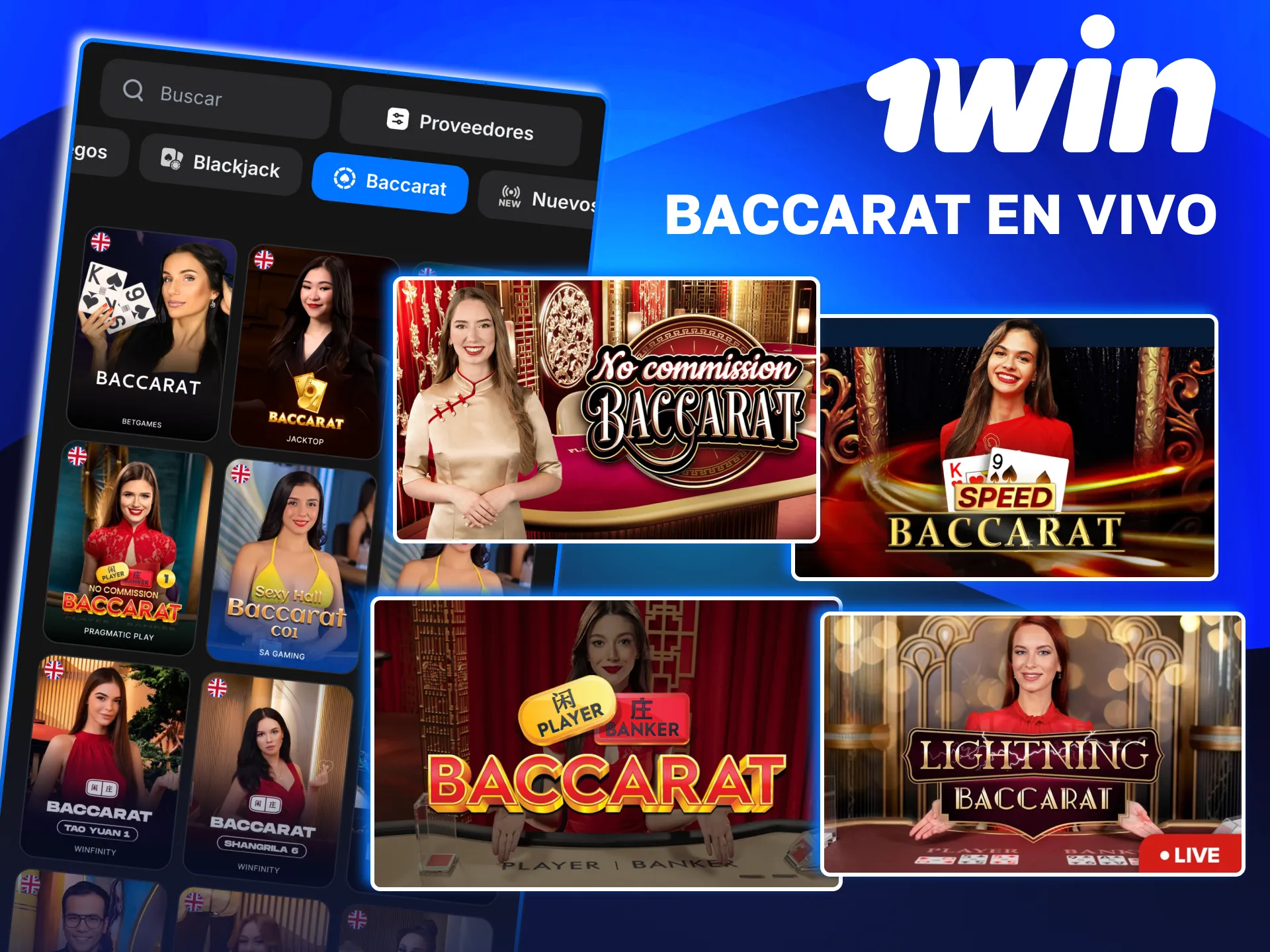 Experiencia real de baccarat en vivo en 1win.