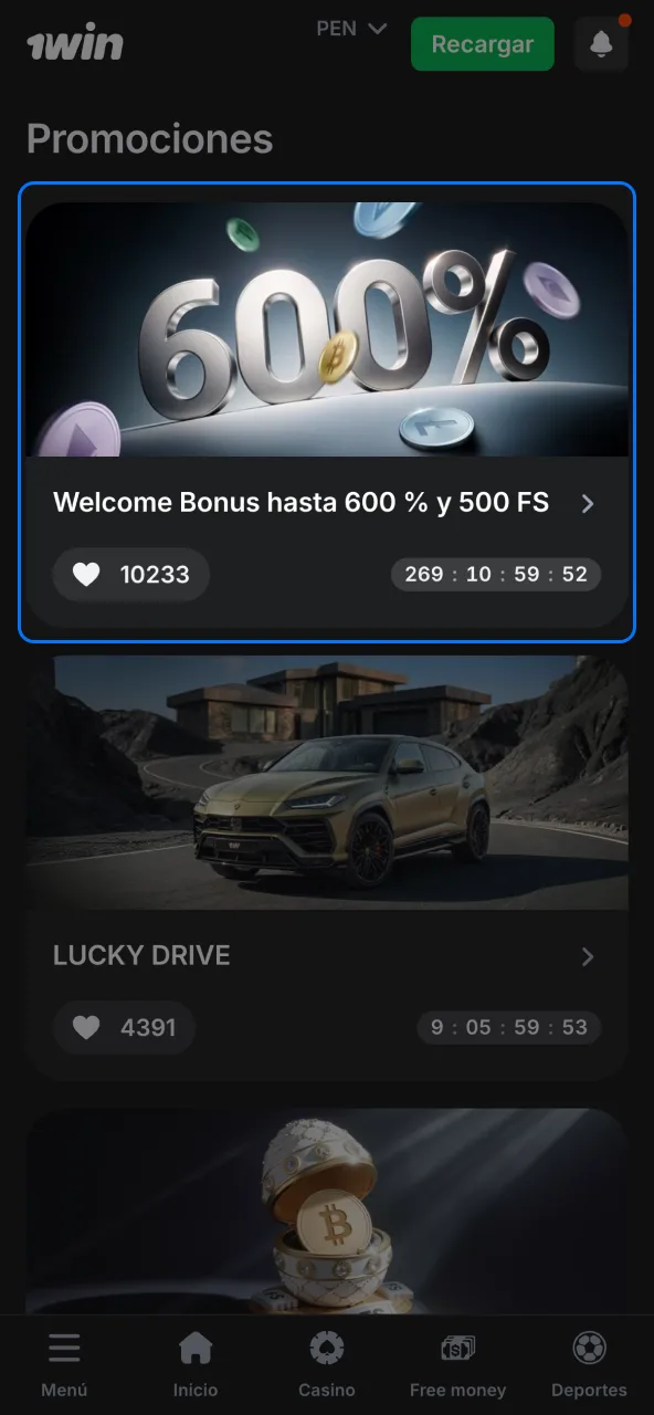 En 1win revisa bonos y obtén porcentaje extra en tu depósito.