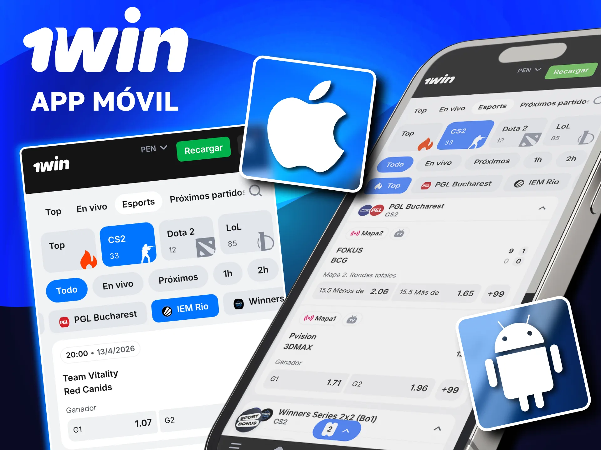 App oficial de 1win Perú para apostar en CS2 con depósitos y retiros seguros.