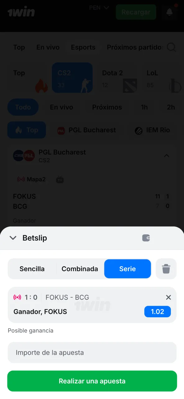 Selecciona partido y mercado en 1win para confirmar tu apuesta en segundos.