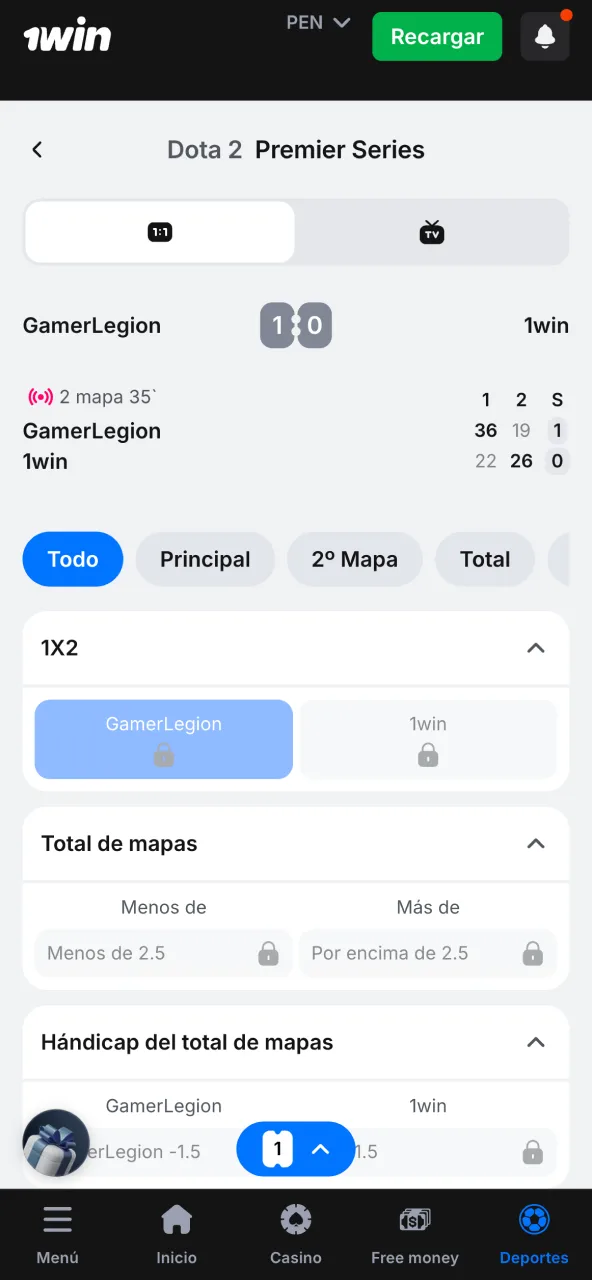 Sigue el partido en vivo en 1win y consulta tu historial de apuestas.