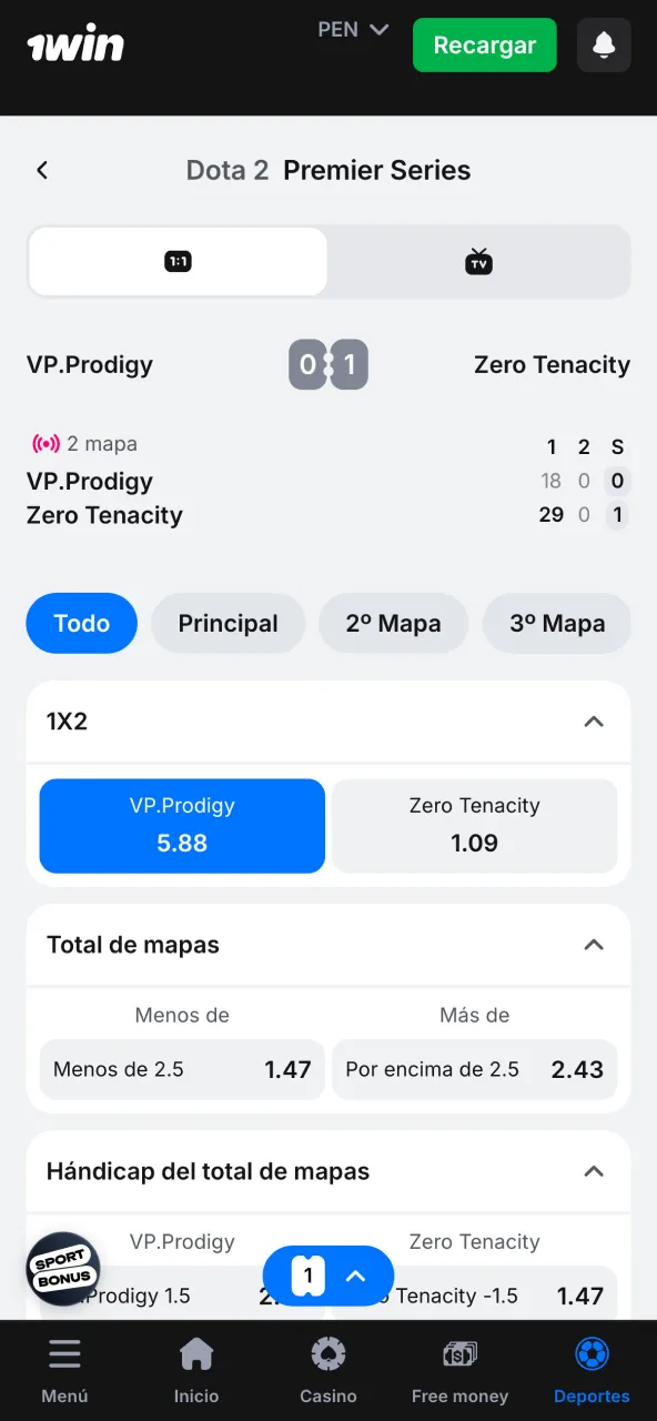 Resultados de apuestas en 1win con seguimiento en directo de partidos.