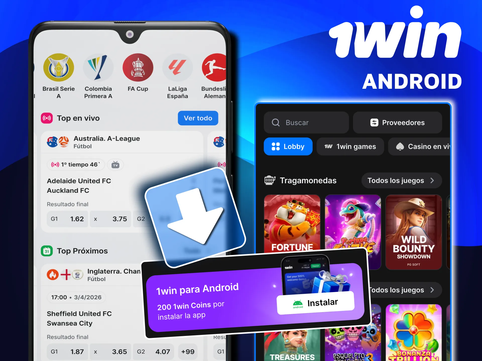 Instala 1win en Android con archivo APK seguro y rápido.