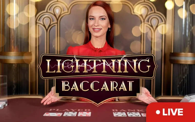 Casino en vivo 1win con modalidad Lightning Baccarat y multiplicadores aleatorios.