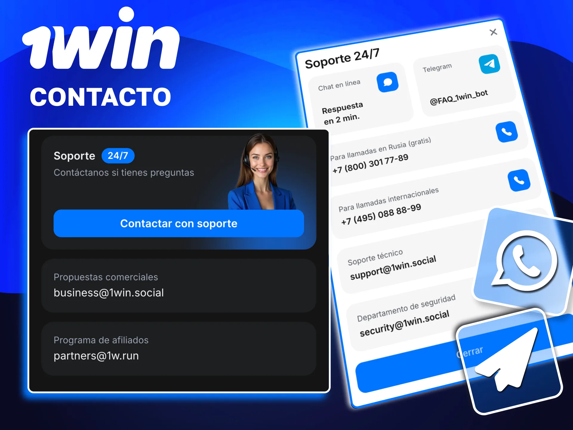 Atención al cliente en 1win para problemas de depósitos y retiros con canales oficiales.