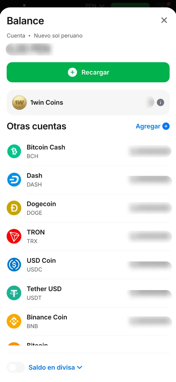 Consulta tu balance en soles en 1win después de confirmar el pago.