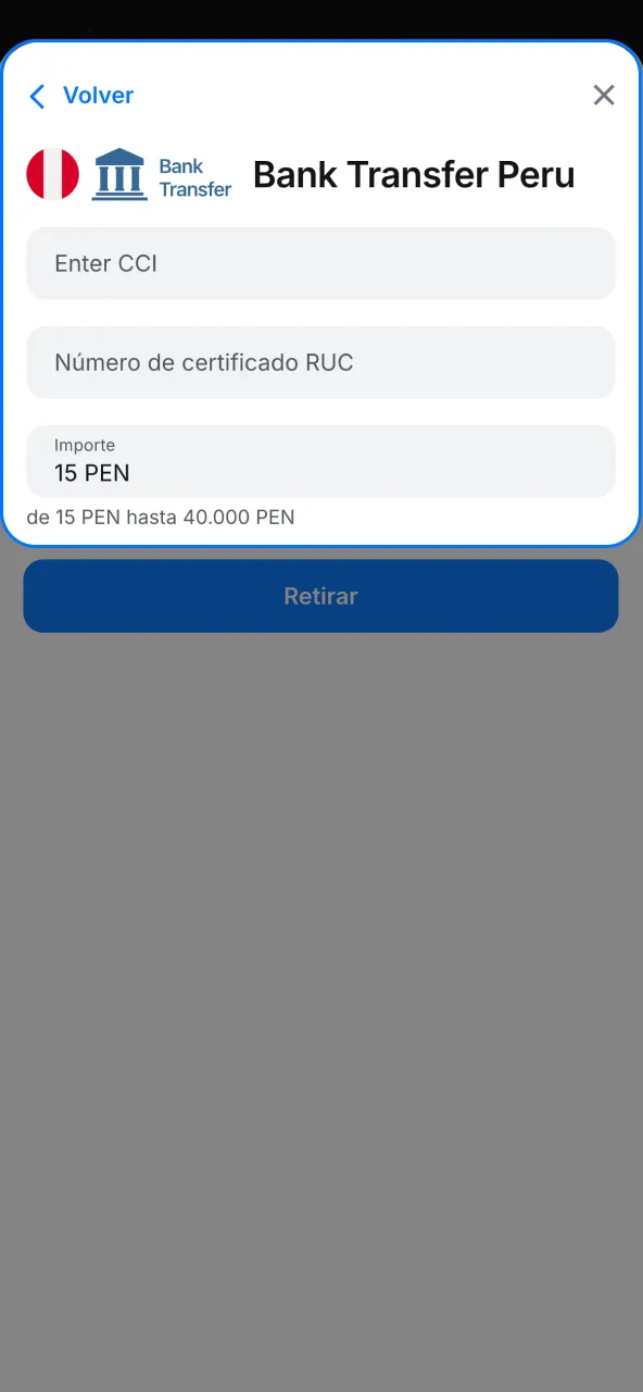 Retira en 1win indicando monto mínimo y datos de cuenta o billetera.