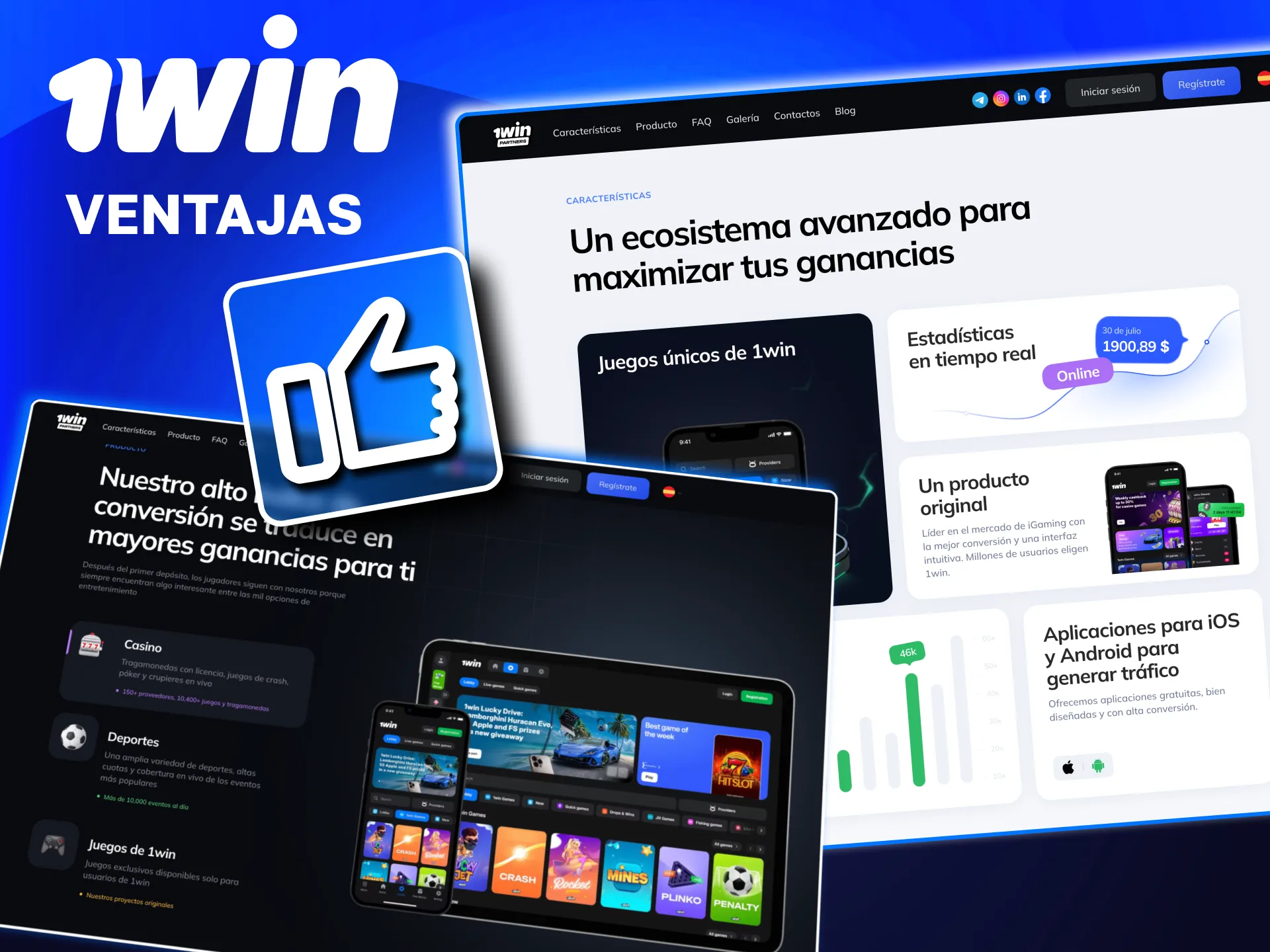 Ventajas del programa de socios 1win con comisiones escalables y asesoría personalizada.