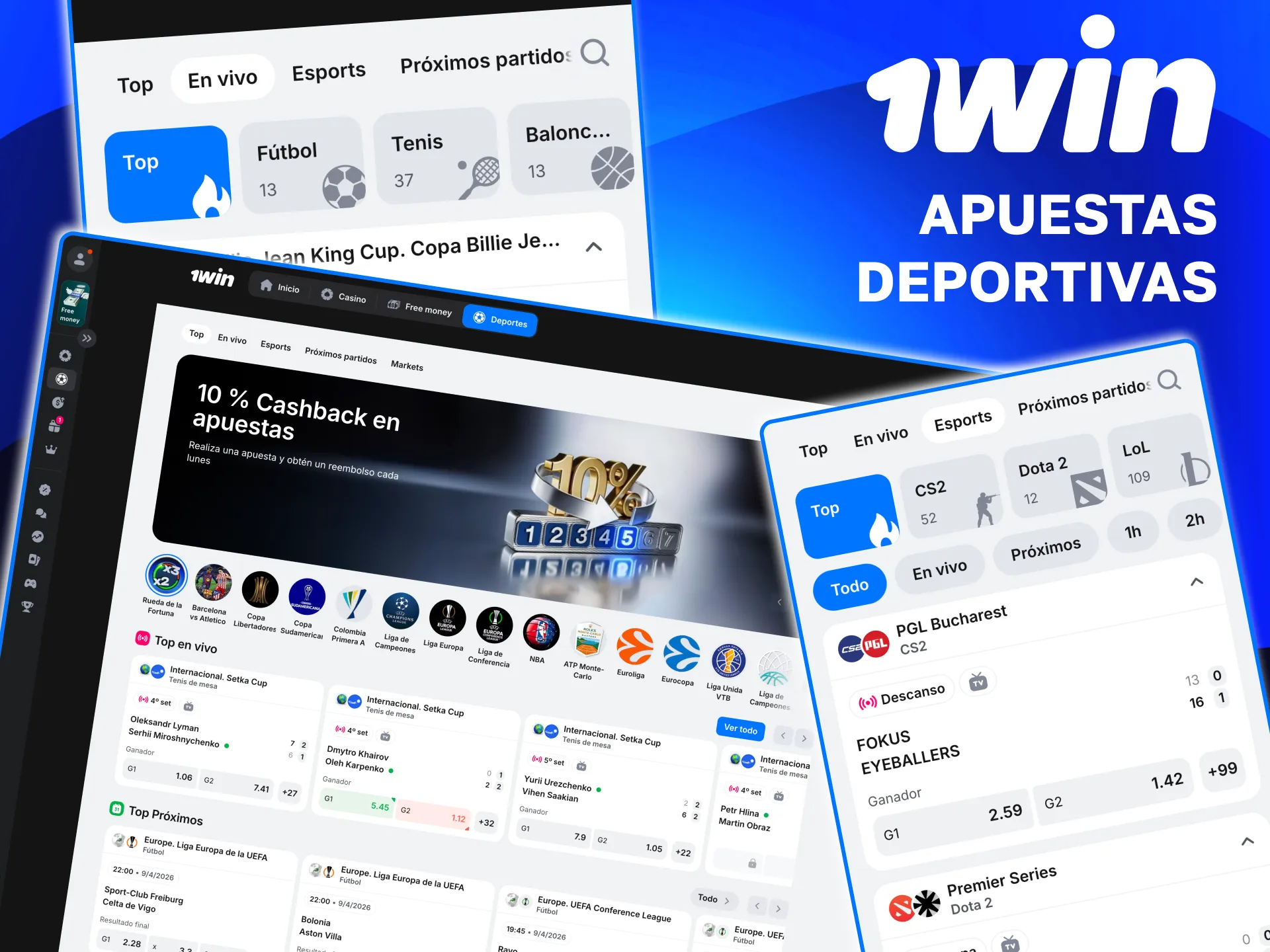 Apuestas deportivas en 1win Perú con fútbol, tenis, básquet y eSports en vivo.