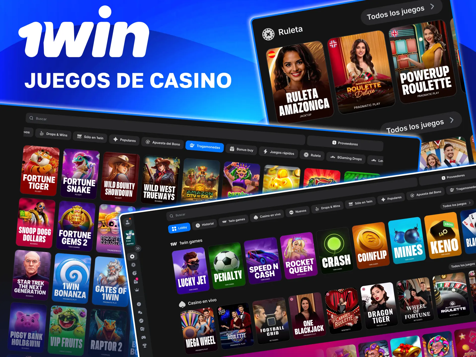 Casino online 1win con slots, póker, bingo y game shows en directo.