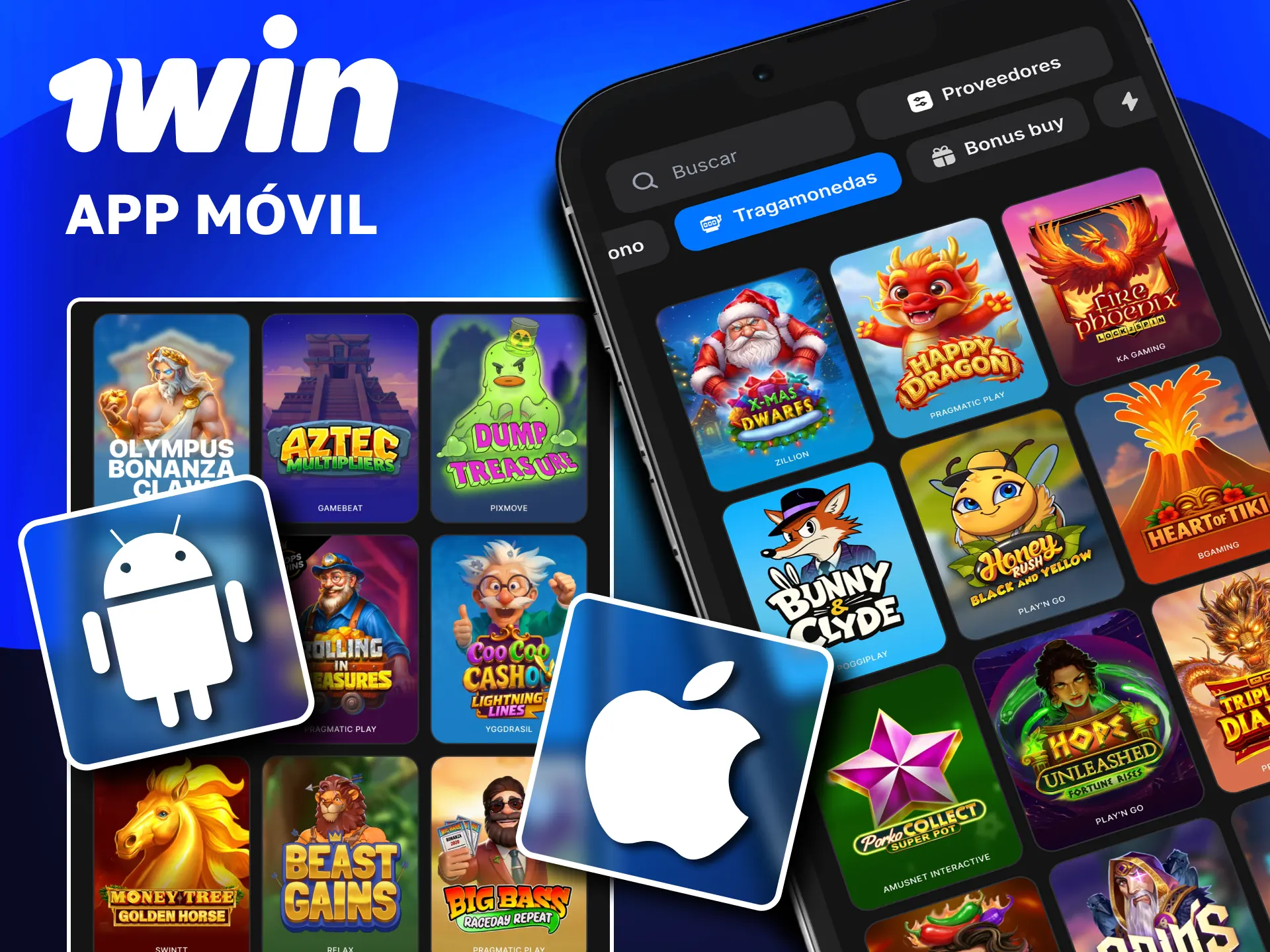 App oficial de 1win con acceso rápido a tragamonedas desde celular.