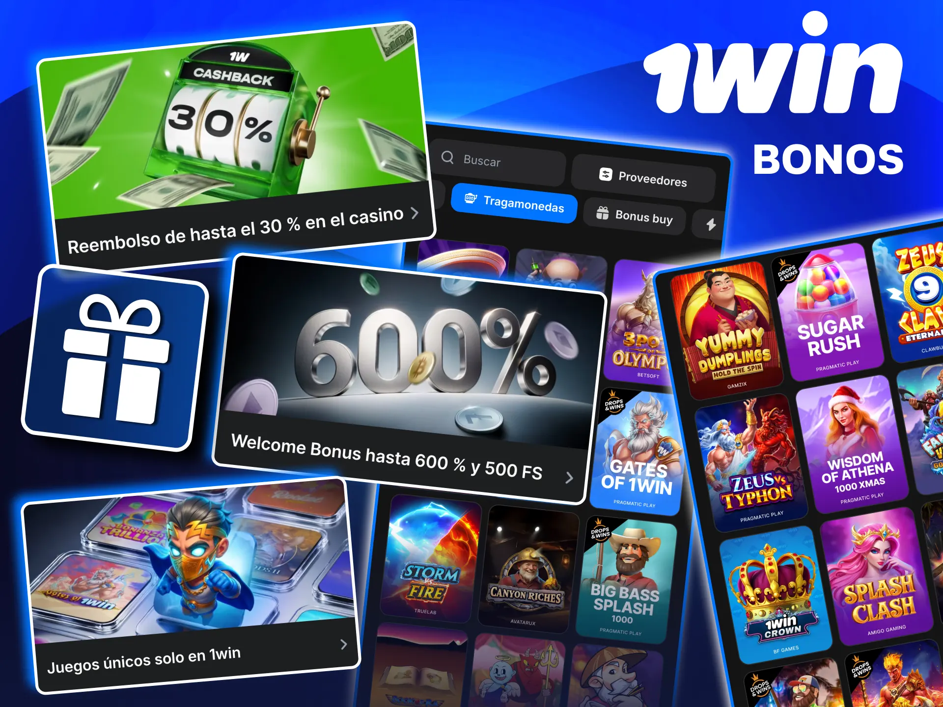 Promociones de tragamonedas en 1win Perú con giros y saldo adicional.