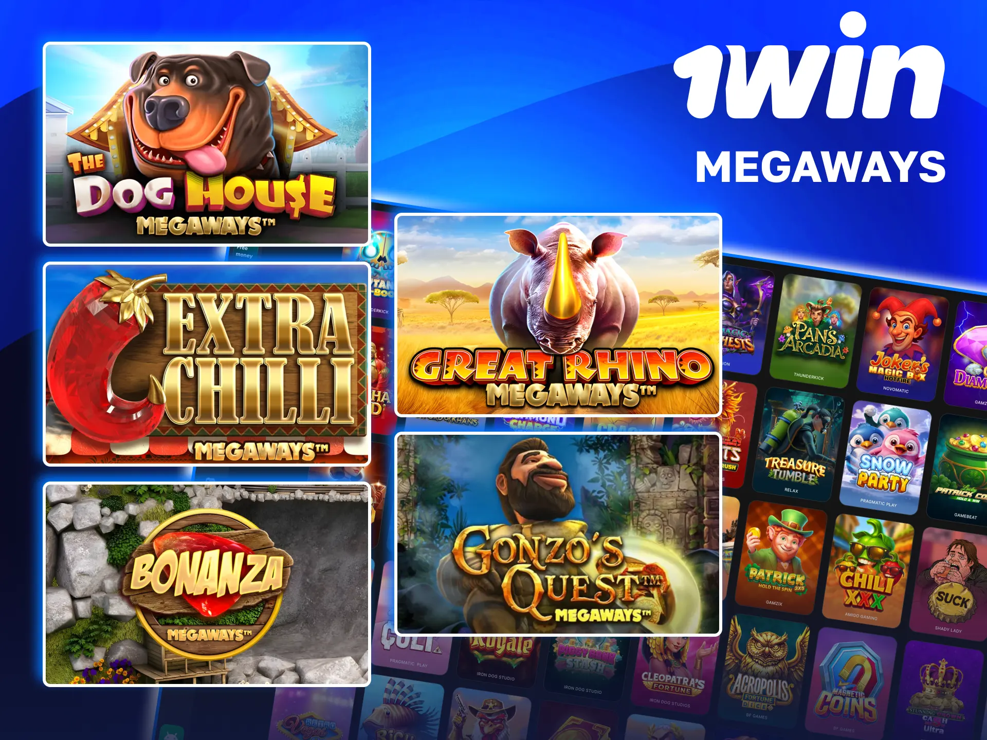 Experiencia de tragamonedas Megaways en 1win con emoción y multiplicadores.